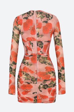 Quick Outfits, Modest Fashion Outfits Ideas Floral Ruched Corset Mini Dress
