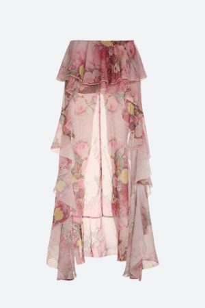 Quick Outfits, Modest Fashion Outfits Ideas Floral Ruffled Mesh Mullet Skirt