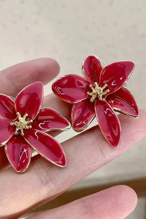 Quick Outfits, Modest Fashion Outfits Ideas Flower Gold Stud Earrings