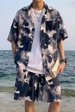 Quick Outfits, Modest Fashion Outfits Ideas Flower Shirt & Shorts Two Piece Set