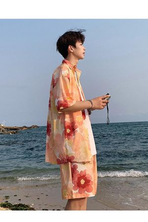 Quick Outfits, Modest Fashion Outfits Ideas Flower Shirt & Shorts Two Piece Set