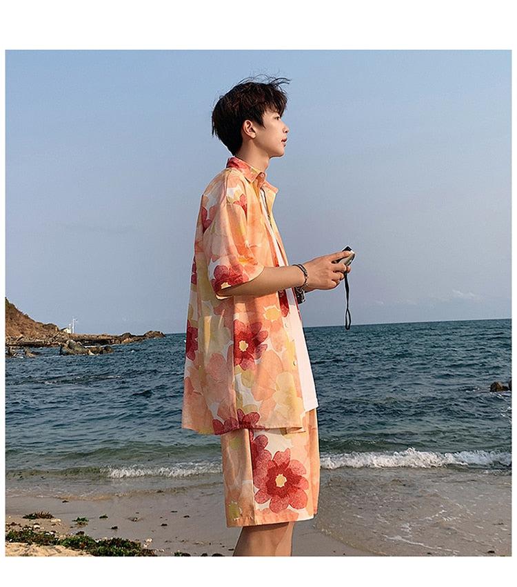 Quick Outfits, Modest Fashion Outfits Ideas Flower Shirt & Shorts Two Piece Set Quick Outfits, Modest Fashion Outfits Ideas Flower Shirt & Shorts Two Piece Set