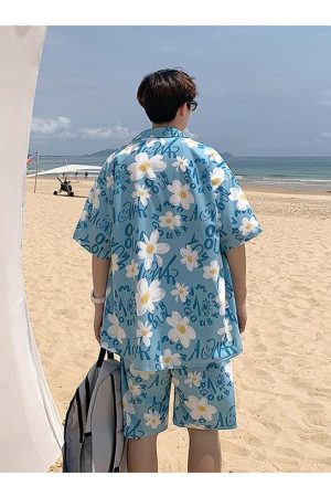 Quick Outfits, Modest Fashion Outfits Ideas Flower Shirt & Shorts Two Piece Set