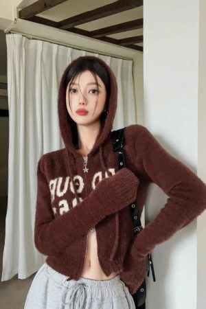 Quick Outfits, Modest Fashion Outfits Ideas Fluffy Double Zip-Up Hoodie