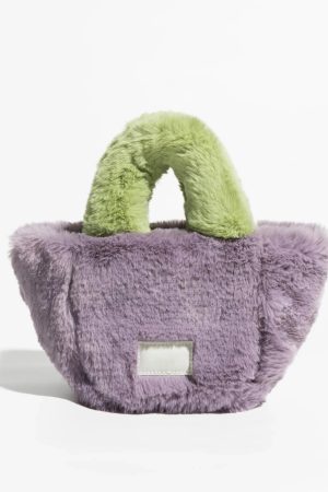 Quick Outfits, Modest Fashion Outfits Ideas Fluffy Faux Fur Basket Handbag