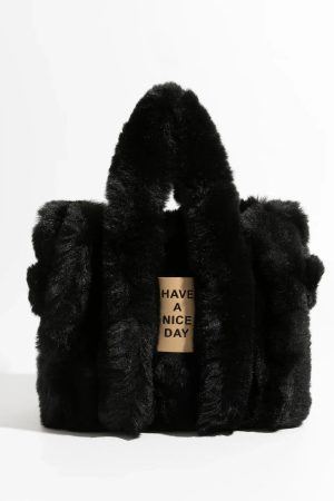 Quick Outfits, Modest Fashion Outfits Ideas Fluffy Faux Fur Tote Bag