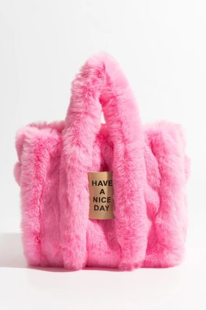Quick Outfits, Modest Fashion Outfits Ideas Fluffy Faux Fur Tote Bag