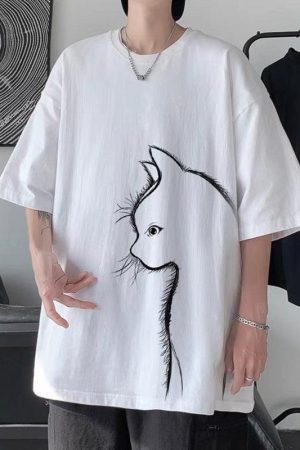 Quick Outfits, Modest Fashion Outfits Ideas Front Printed Cat Tee