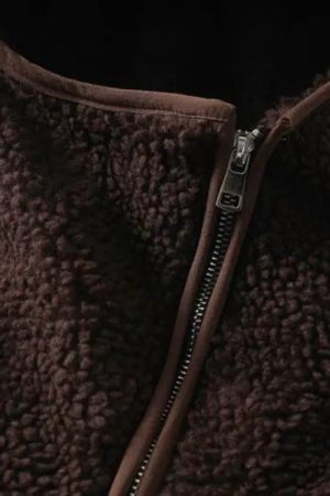 Quick Outfits, Modest Fashion Outfits Ideas Funnel Neck Zip-Up Teddy Hoodie