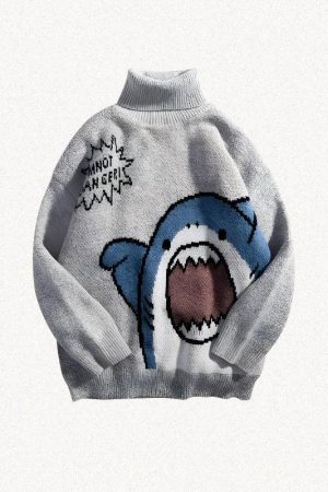 Quick Outfits, Modest Fashion Outfits Ideas Funny Shark Knitted Sweater