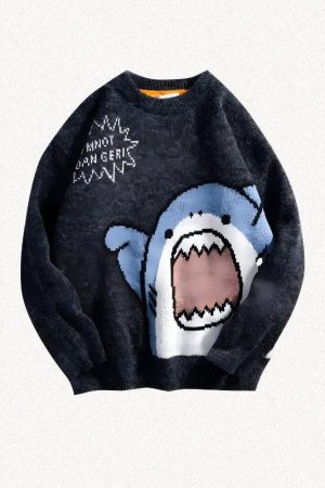Quick Outfits, Modest Fashion Outfits Ideas Funny Shark Knitted Sweater