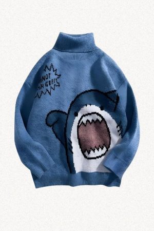 Quick Outfits, Modest Fashion Outfits Ideas Funny Shark Knitted Sweater
