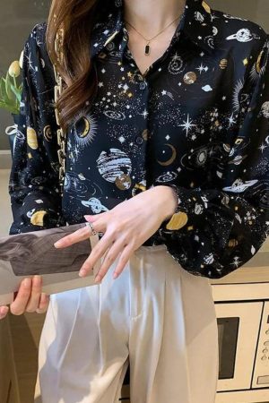 Quick Outfits, Modest Fashion Outfits Ideas Galaxy Chiffon Shirt