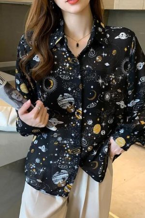 Quick Outfits, Modest Fashion Outfits Ideas Galaxy Chiffon Shirt