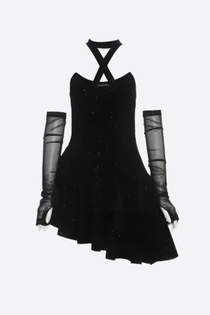 Quick Outfits, Modest Fashion Outfits Ideas Glitter Asymmetric Mini Dress