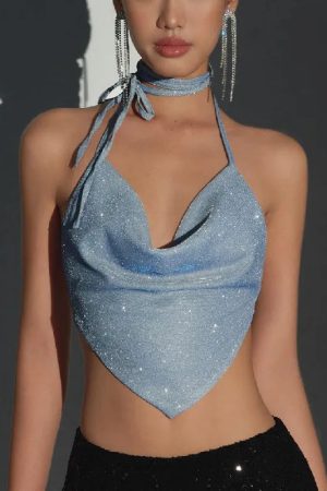 Quick Outfits, Modest Fashion Outfits Ideas Glitter Backless Crop Top