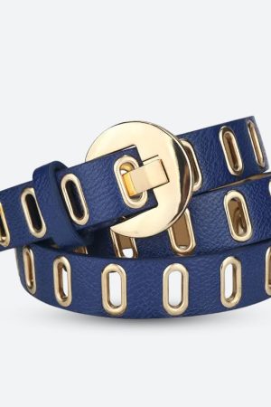 Quick Outfits, Modest Fashion Outfits Ideas Golden Eyelet Faux Leather Belt