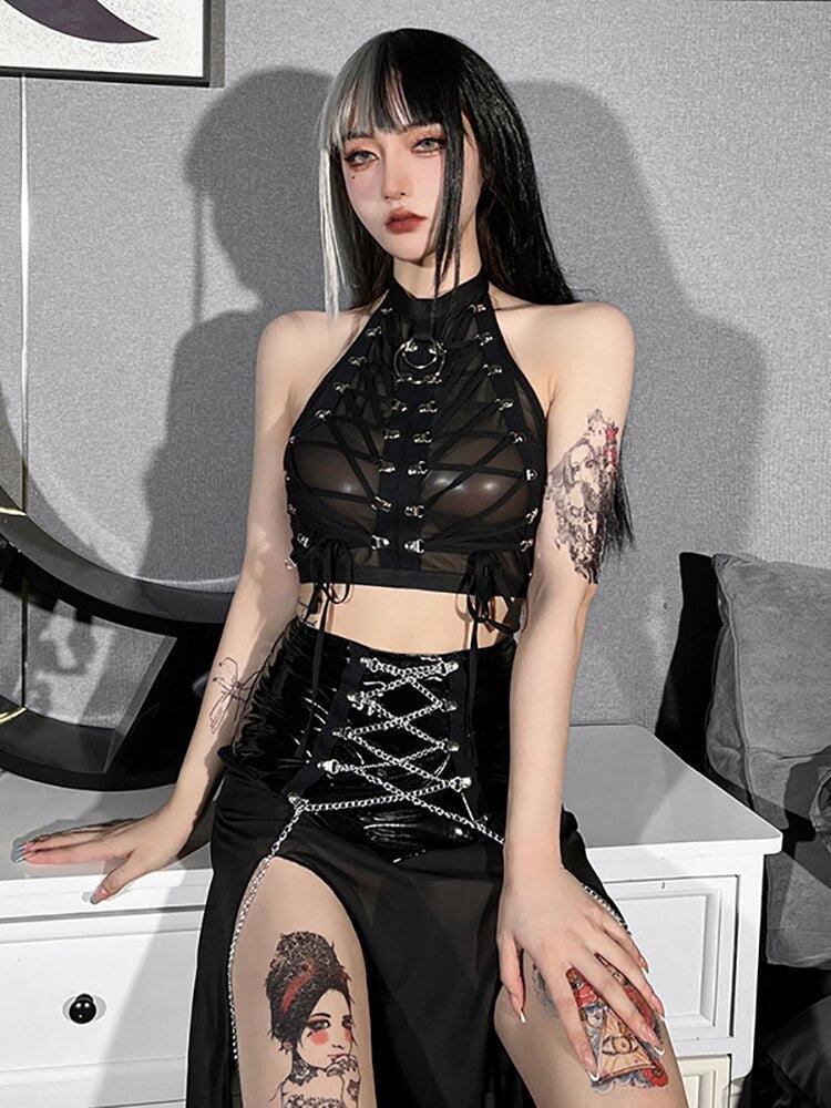 Quick Outfits, Modest Fashion Outfits Ideas Goth Backless Halter Top Quick Outfits, Modest Fashion Outfits Ideas Goth Backless Halter Top