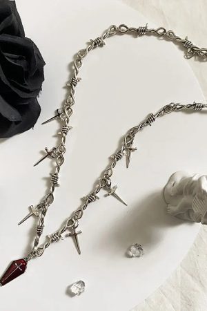 Quick Outfits, Modest Fashion Outfits Ideas Goth Coffin & Swords Necklace