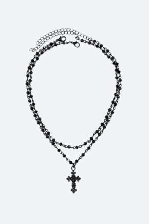 Quick Outfits, Modest Fashion Outfits Ideas Goth Double Chain Cross Necklace
