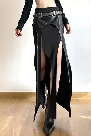Quick Outfits, Modest Fashion Outfits Ideas Goth Double Slit Maxi Skirt