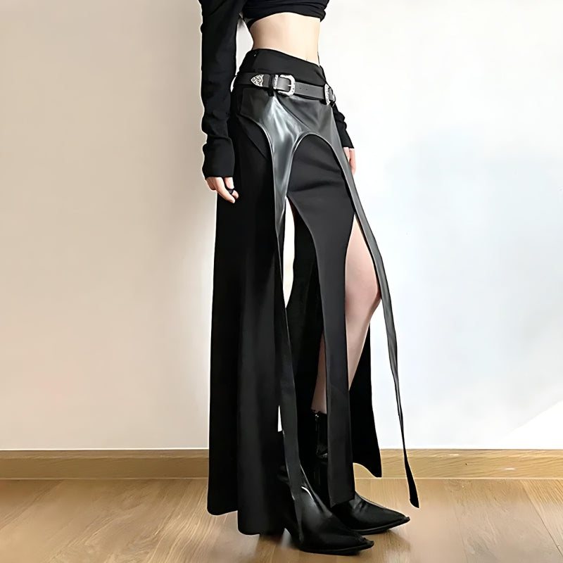 Quick Outfits, Modest Fashion Outfits Ideas Goth Double Slit Maxi Skirt Quick Outfits, Modest Fashion Outfits Ideas Goth Double Slit Maxi Skirt