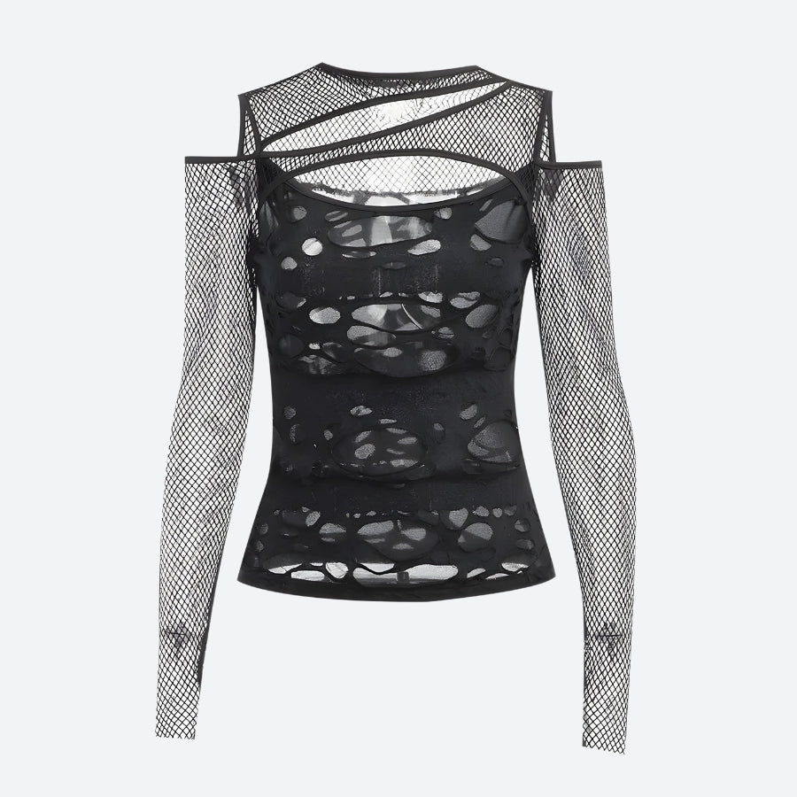 Quick Outfits, Modest Fashion Outfits Ideas Goth Fishnet Ripped Top Quick Outfits, Modest Fashion Outfits Ideas Goth Fishnet Ripped Top