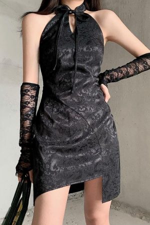 Quick Outfits, Modest Fashion Outfits Ideas Goth Halter Mini Dress
