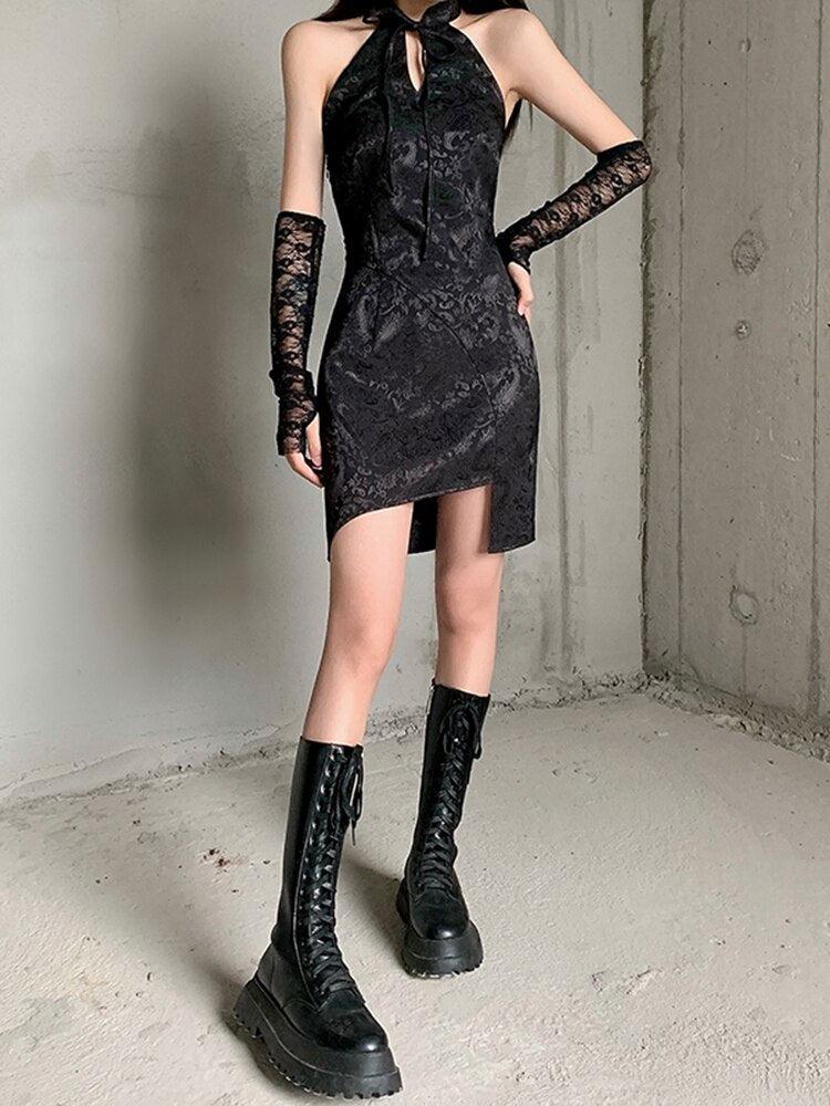 Quick Outfits, Modest Fashion Outfits Ideas Goth Halter Mini Dress Quick Outfits, Modest Fashion Outfits Ideas Goth Halter Mini Dress