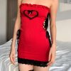 Quick Outfits, Modest Fashion Outfits Ideas Goth Heart Lace Up Bodycon Mini Dress
