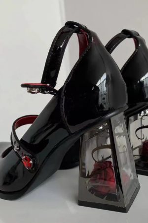 Quick Outfits, Modest Fashion Outfits Ideas Goth Rose Mary Jane High Heels