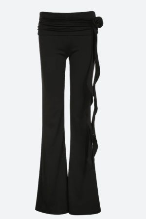Quick Outfits, Modest Fashion Outfits Ideas Goth Ruched Flower Flare Pants