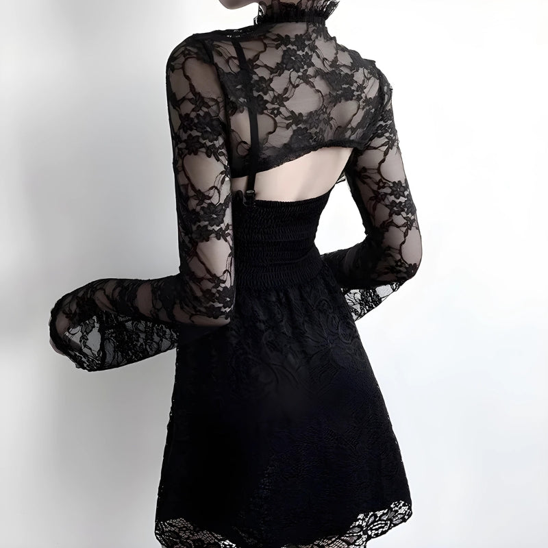 Quick Outfits, Modest Fashion Outfits Ideas Goth Sheer Lace Bolero Quick Outfits, Modest Fashion Outfits Ideas Goth Sheer Lace Bolero