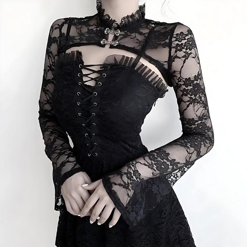 Quick Outfits, Modest Fashion Outfits Ideas Goth Sheer Lace Bolero Quick Outfits, Modest Fashion Outfits Ideas Goth Sheer Lace Bolero