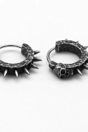 Quick Outfits, Modest Fashion Outfits Ideas Goth Skull Spiked Hoop Earrings