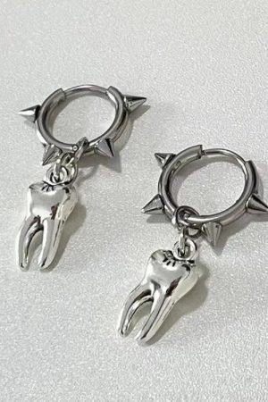 Quick Outfits, Modest Fashion Outfits Ideas Goth Tooth Spiked Hoop Earrings