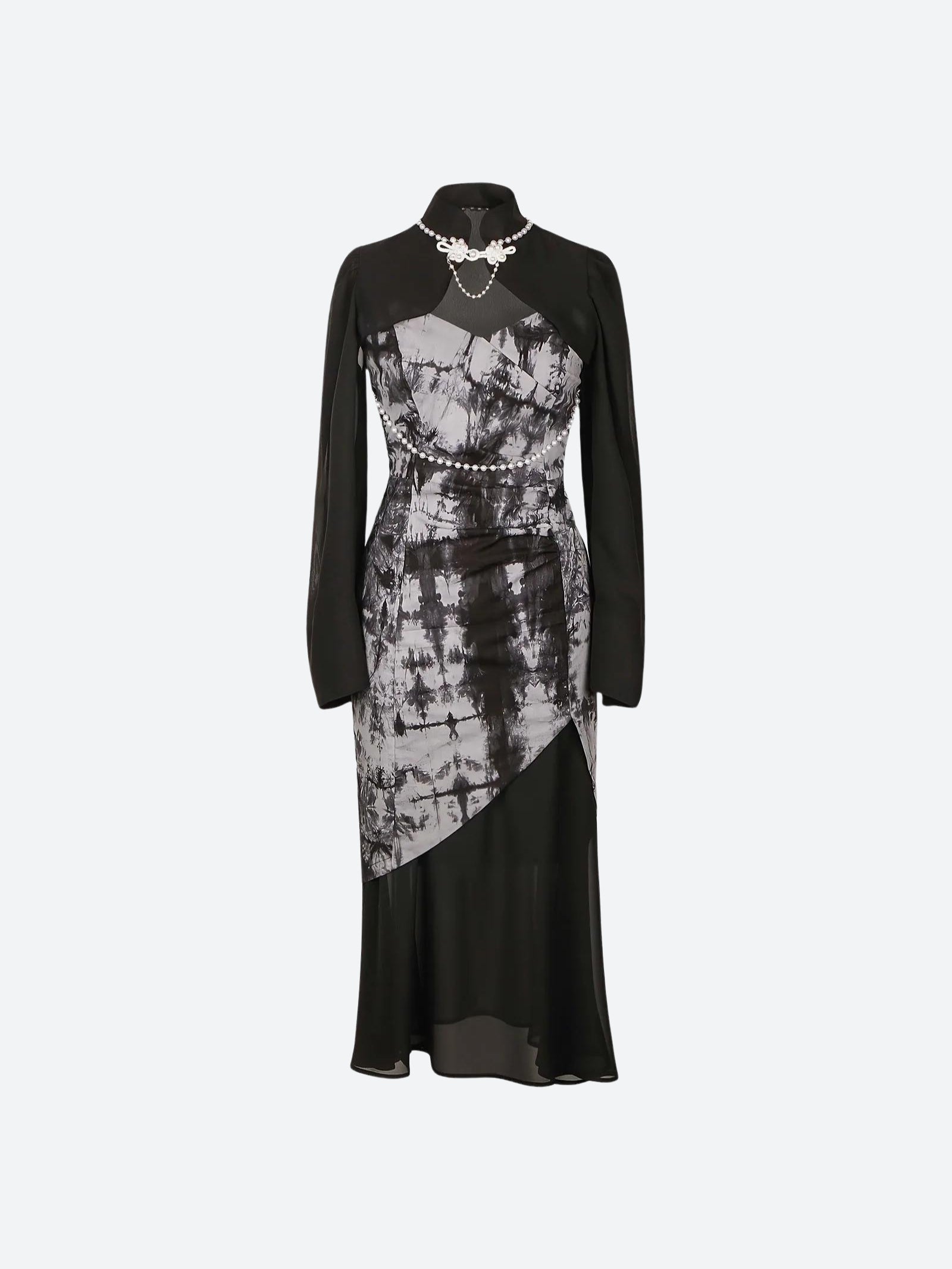 Quick Outfits, Modest Fashion Outfits Ideas Goth Wide Sleeve Qipao Midi Dress Quick Outfits, Modest Fashion Outfits Ideas Goth Wide Sleeve Qipao Midi Dress