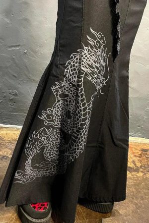 Quick Outfits, Modest Fashion Outfits Ideas Gothic Dragon Printed Maxi Skirt