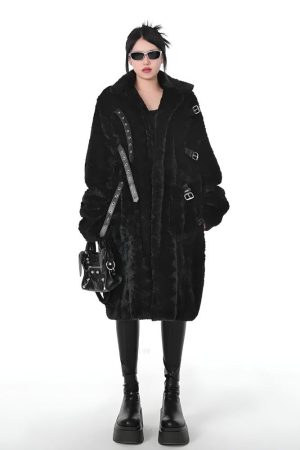 Quick Outfits, Modest Fashion Outfits Ideas Gothic Faux Fur Fluffy Long Jacket