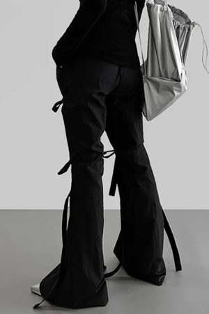 Quick Outfits, Modest Fashion Outfits Ideas Gothic Lace Up Flare Pants