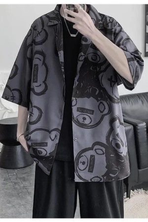 Quick Outfits, Modest Fashion Outfits Ideas Graffiti Printed Short Sleeve Shirt