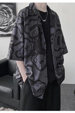 Quick Outfits, Modest Fashion Outfits Ideas Graffiti Printed Short Sleeve Shirt