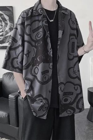 Quick Outfits, Modest Fashion Outfits Ideas Graffiti Printed Short Sleeve Shirt