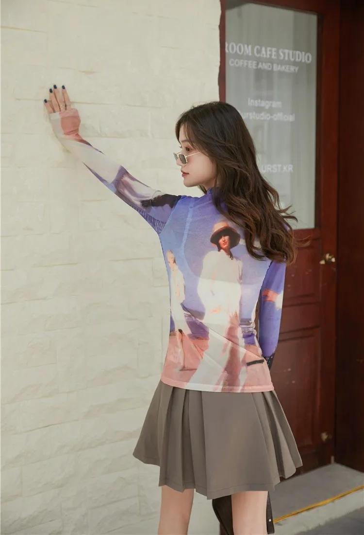 Quick Outfits, Modest Fashion Outfits Ideas Graphic Women Printed Mesh Top Quick Outfits, Modest Fashion Outfits Ideas Graphic Women Printed Mesh Top