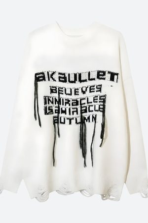 Quick Outfits, Modest Fashion Outfits Ideas Grunge AK-Bullet Tasseled Sweater