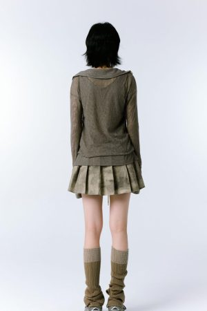 Quick Outfits, Modest Fashion Outfits Ideas Grunge Asymmetric Long Sleeve Lace Top