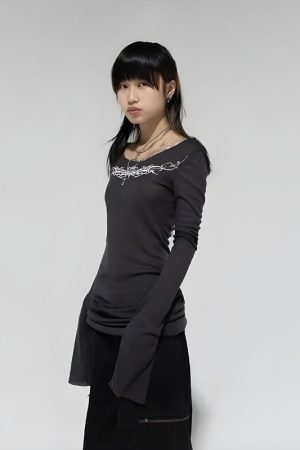 Quick Outfits, Modest Fashion Outfits Ideas Grunge Barbed Wire Top