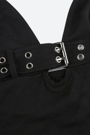 Quick Outfits, Modest Fashion Outfits Ideas Grunge Belted Halter Neck Top