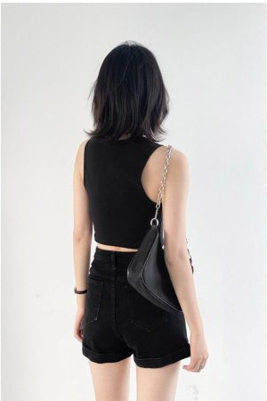 Quick Outfits, Modest Fashion Outfits Ideas Grunge Black Jean Shorts