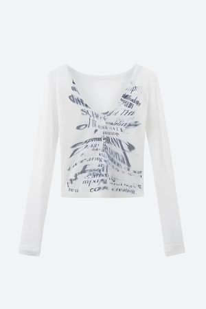 Quick Outfits, Modest Fashion Outfits Ideas Grunge Blur Letter One Shoulder Top